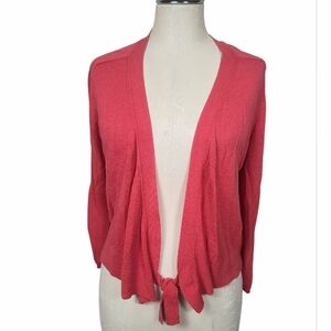Ann Taylor Light Red Knot Open Cardigan M